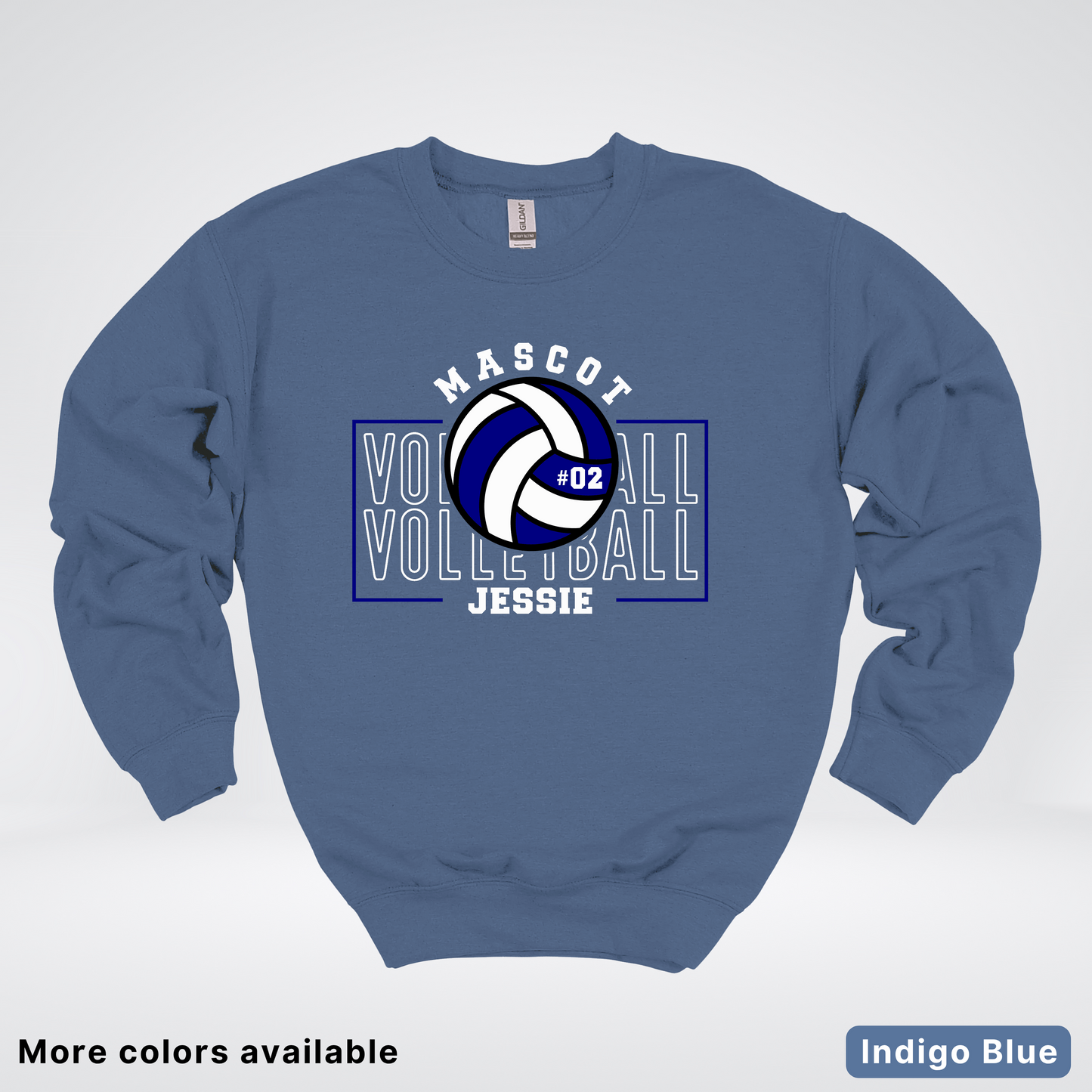 Custom Mascot, Number, & Name – Navy - Volleyball Design 13 Crewneck Sweatshirt