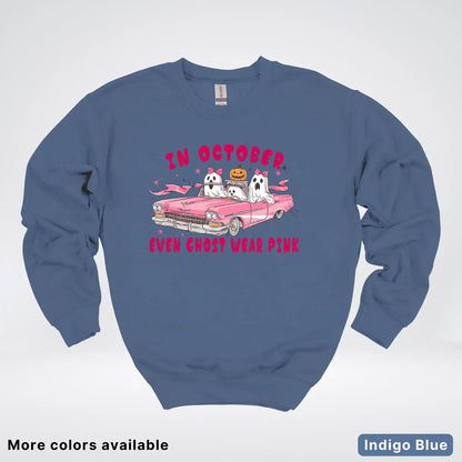 In October Even Ghost Wear Pink Breast Cancer Awareness Crewneck Sweatshirt
