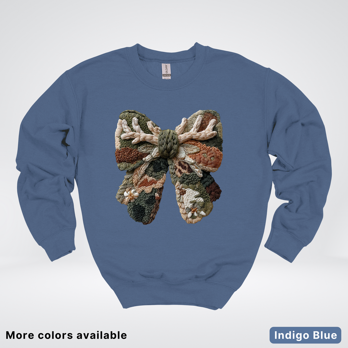 Woodland Winter Bow Hook Yard Faux - Crewneck Sweatshirt
