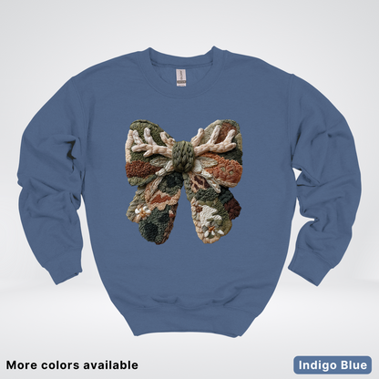 Woodland Winter Bow Hook Yard Faux - Crewneck Sweatshirt
