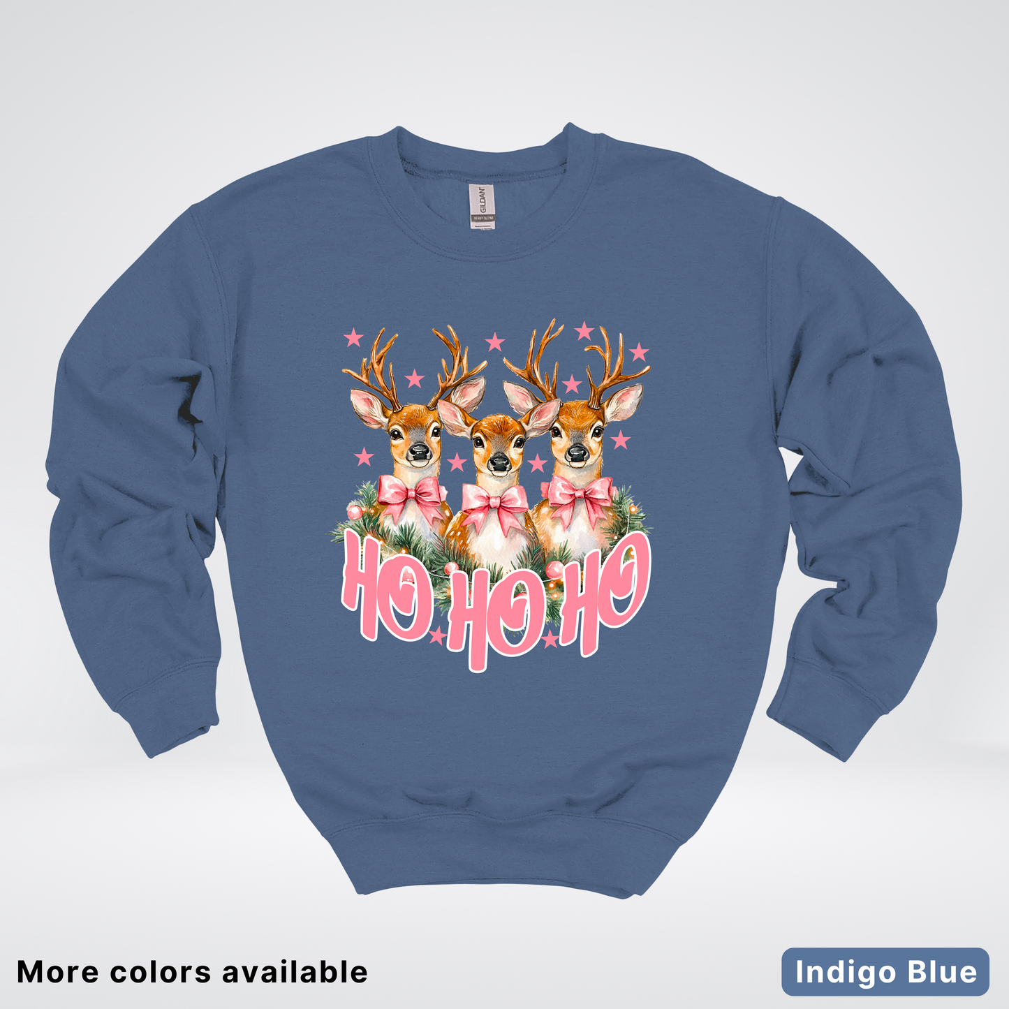 Ho Ho Ho Pink Deer Trio - Crewneck Sweatshirt