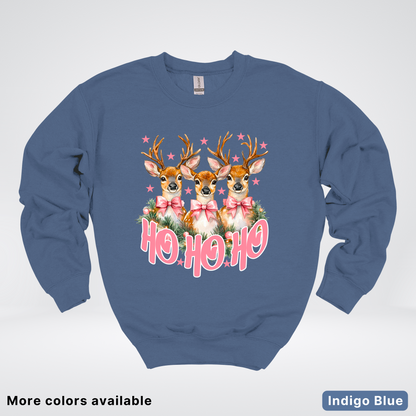 Ho Ho Ho Pink Deer Trio - Crewneck Sweatshirt