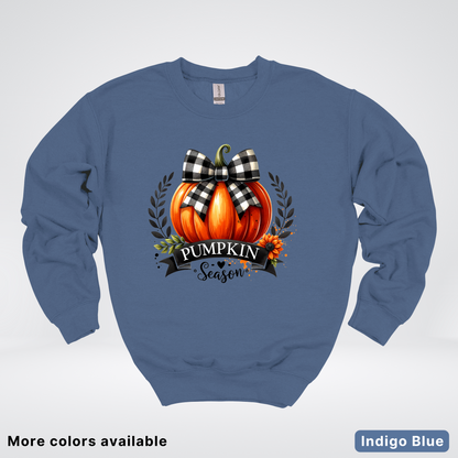 Pumpkin Season Black Plaid Bow - Sweatshirt