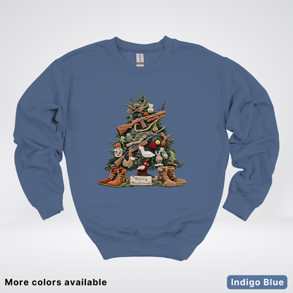 Rustic Holiday Tree & Boots (Hook Yard Faux) - Crewneck Sweatshirt