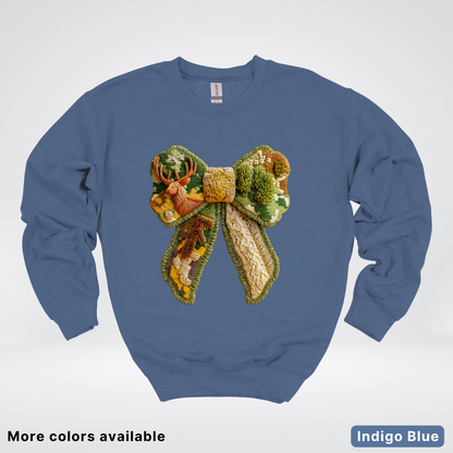 Forest Berry Bow Hook Yard Faux Look - Crewneck Sweatshirt