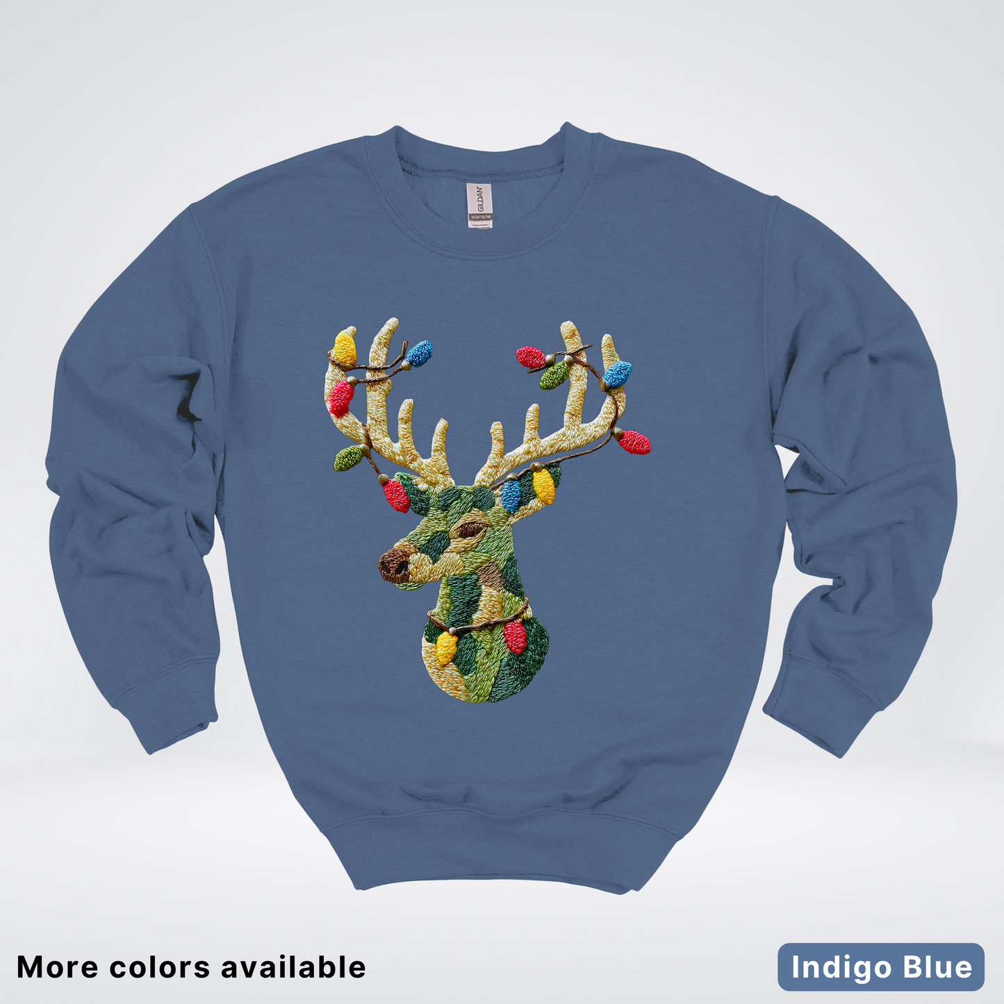 Festive Light-Up Reindeer Hook Yard Faux - Crewneck Sweatshirt