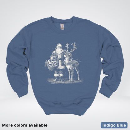 Vintage Santa and Reindeer - Crewneck Sweatshirt