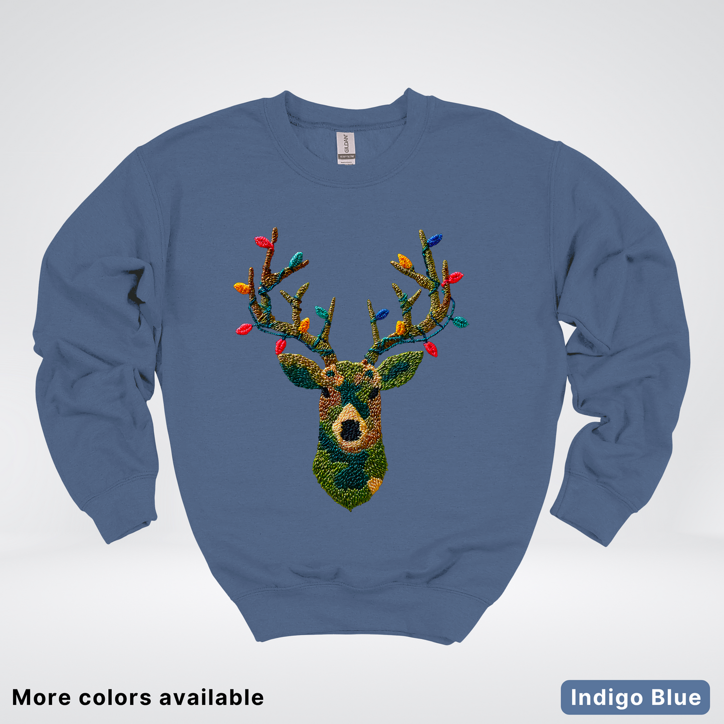 Rustic Reindeer Lights – Hook Yard Faux Texture - Crewneck Sweatshirt