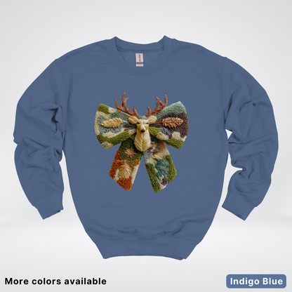 Neutral Woodland Bow Hook Yard Faux - Crewneck Sweatshirt