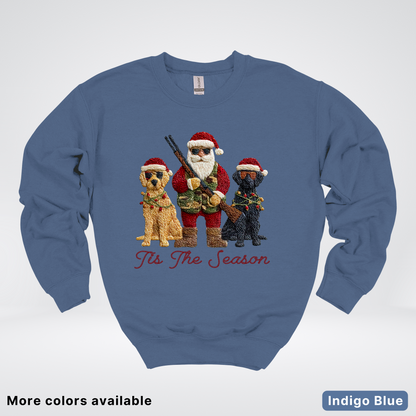 Tis The Season Hunting Santa Hook Yard Faux - Crewneck Sweatshirt