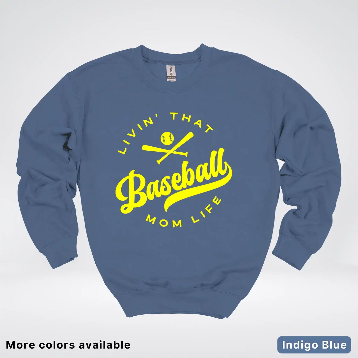Livin' That Baseball Mom Life - Yellow Design - Crewneck Sweatshirt