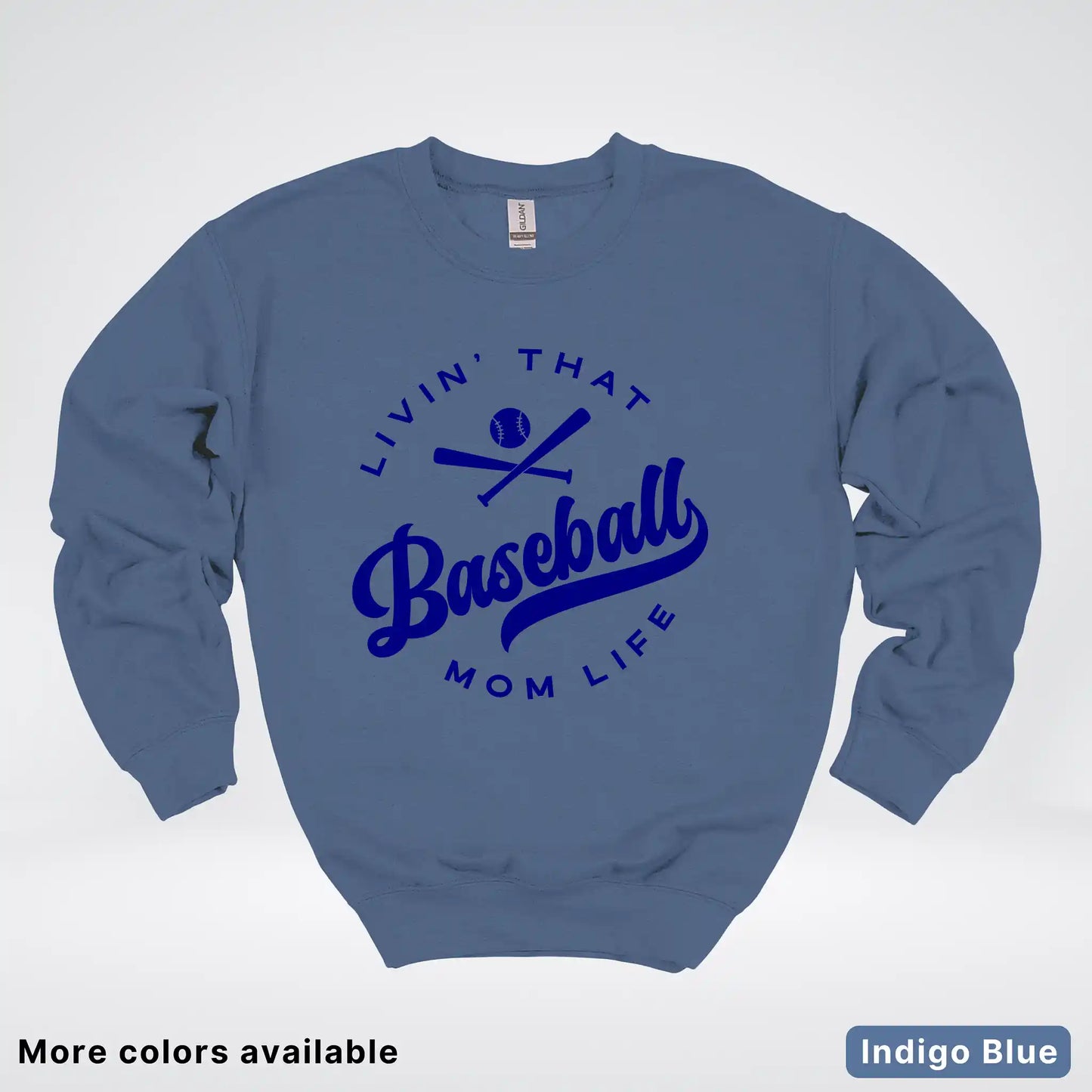 Livin' That Baseball Mom Life - Navy Design - Crewneck Sweatshirt