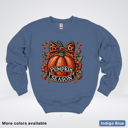 Pumpkin Season Leopard Print Bow Fall Autumn - Crewneck Sweatshirt
