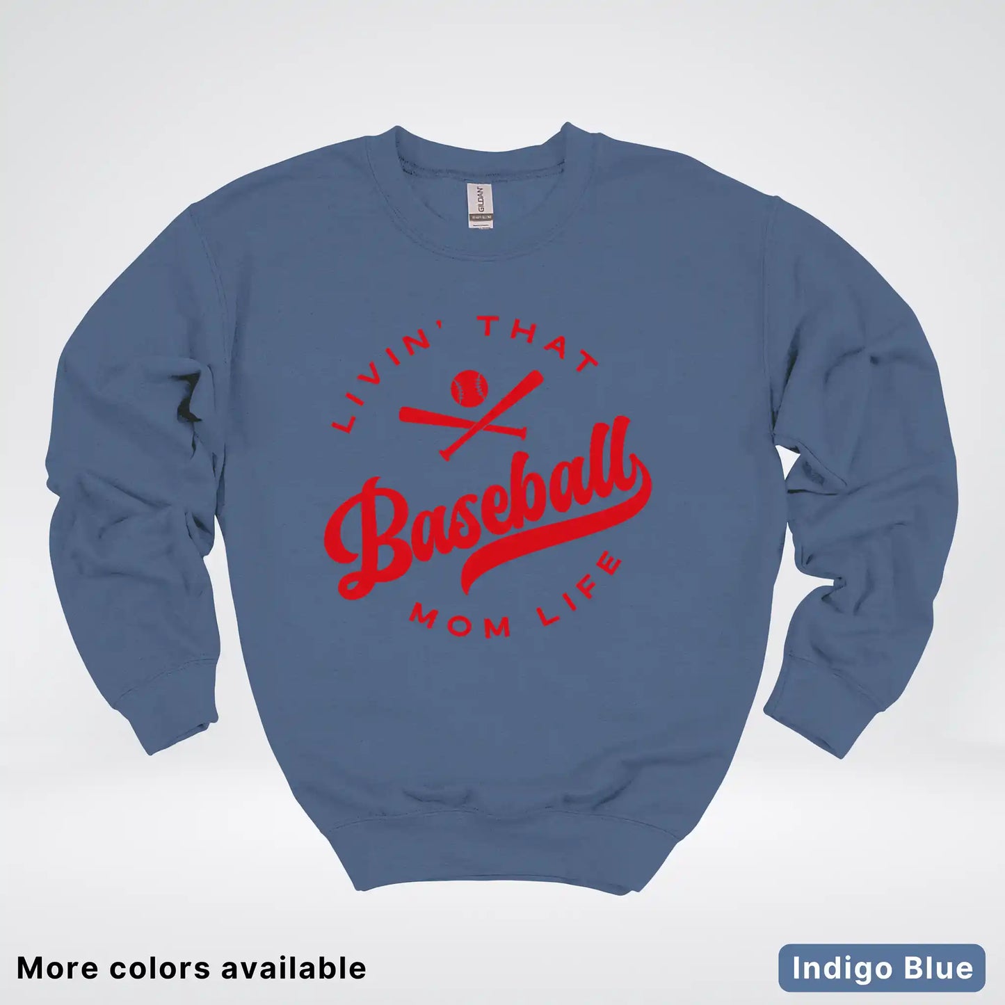 Livin' That Baseball Mom Life - Red Design - Crewneck Sweatshirt