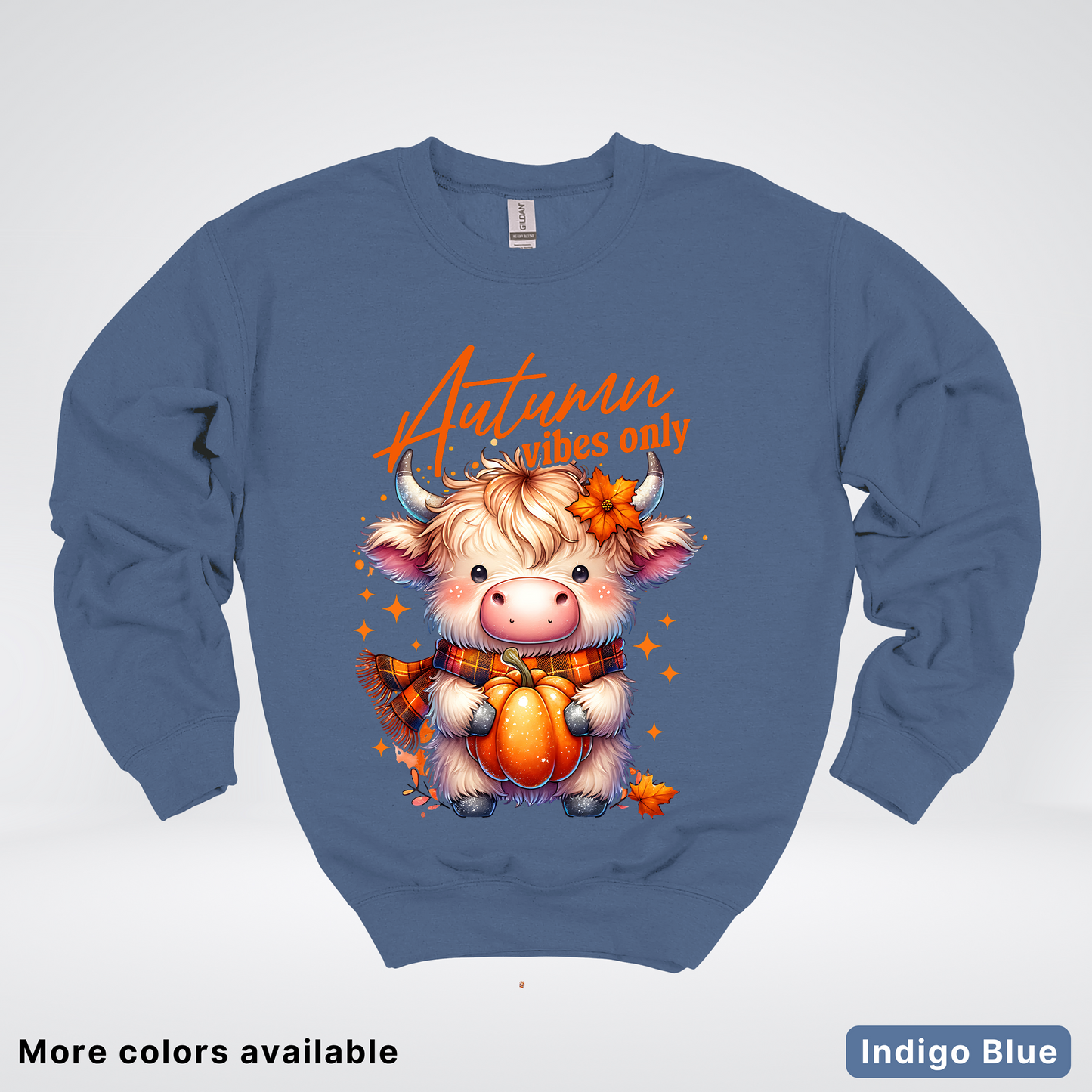 Autumn Fall Vibes Only Small Cow Calf Pumpkin - Crewneck Sweatshirt