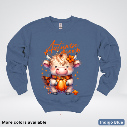 Autumn Fall Vibes Only Small Cow Calf Pumpkin - Crewneck Sweatshirt