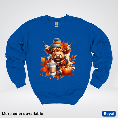 Fall Cow Cold Brew Coffee Pumpkin - Crewneck Sweatshirts