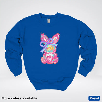 Coquette Easter Bunny – Pastel Bow Bunny Spring Graphic - Crewneck Sweatshirt