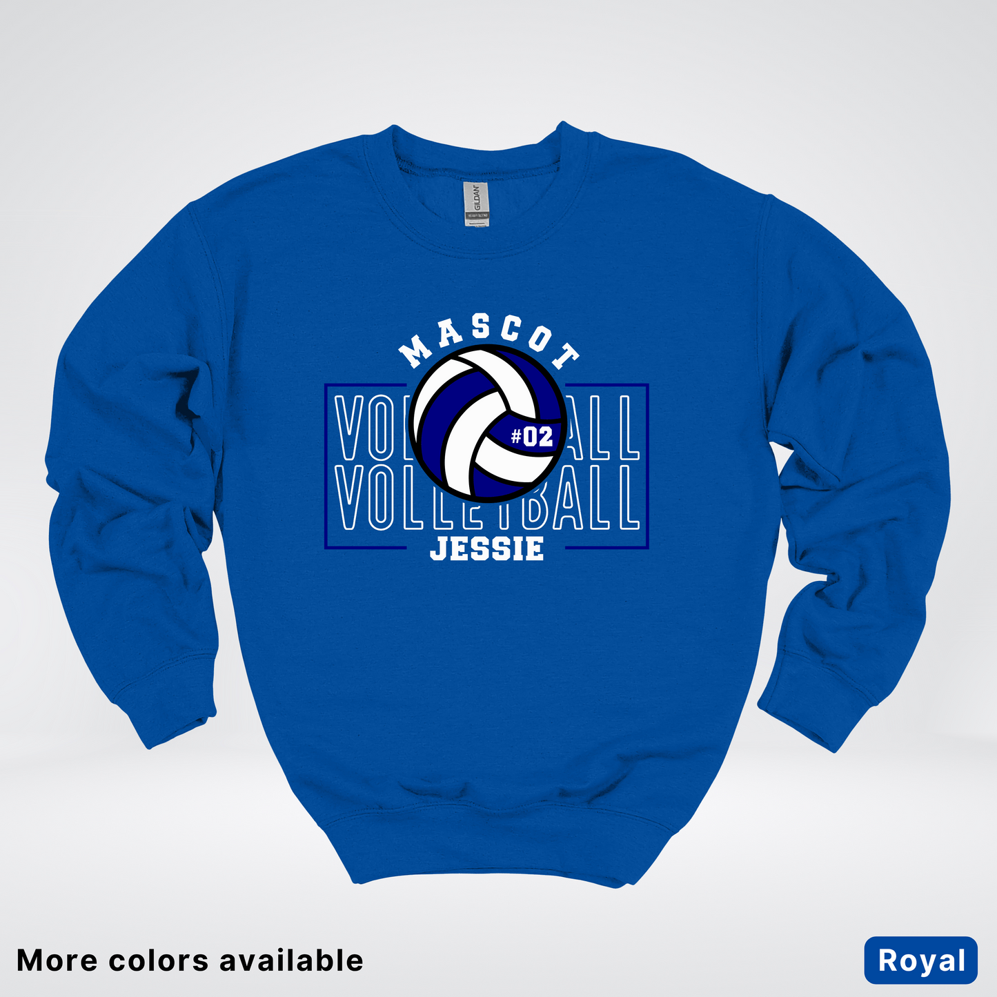Custom Mascot, Number, & Name – Navy - Volleyball Design 13 Crewneck Sweatshirt