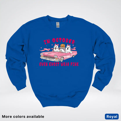 In October Even Ghost Wear Pink Breast Cancer Awareness Crewneck Sweatshirt