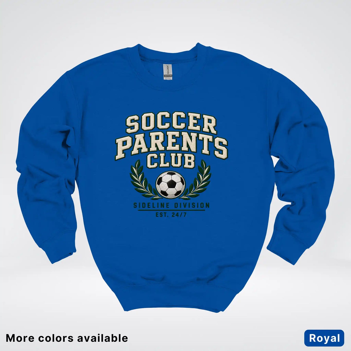 Soccer Parents Club Faux Embroidery Sideline Crewneck Sweatshirt