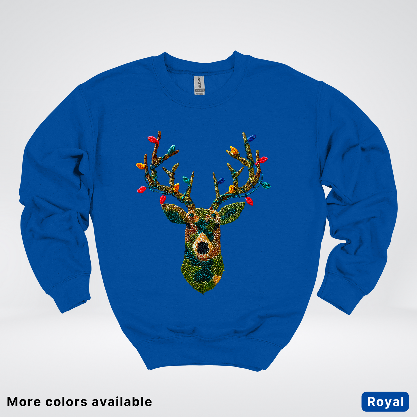 Rustic Reindeer Lights – Hook Yard Faux Texture - Crewneck Sweatshirt