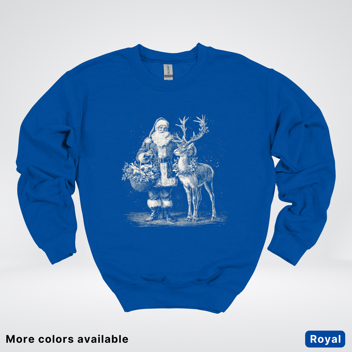 Vintage Santa and Reindeer - Crewneck Sweatshirt