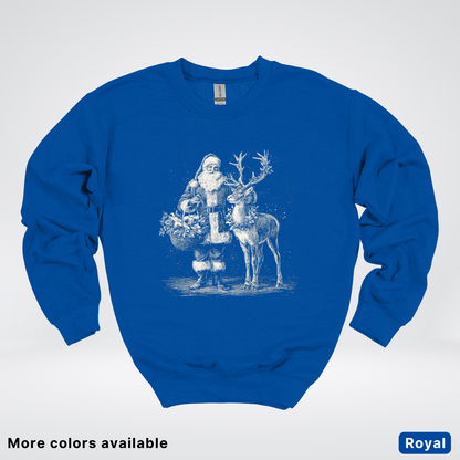 Vintage Santa and Reindeer - Crewneck Sweatshirt