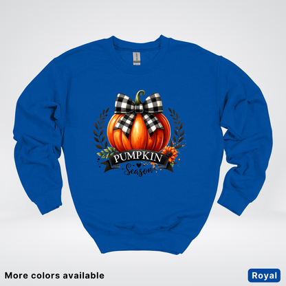 Pumpkin Season Black Plaid Bow - Sweatshirt