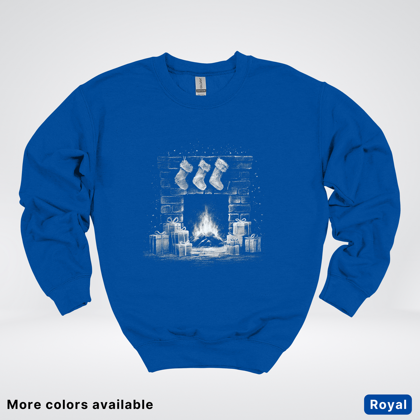 Vintage Christmas Fireplace Scene - Crewneck Sweatshirt