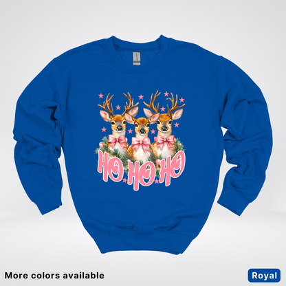 Ho Ho Ho Pink Deer Trio - Crewneck Sweatshirt