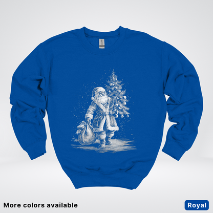 Vintage Santa with Christmas Tree - Crewneck Sweatshirt