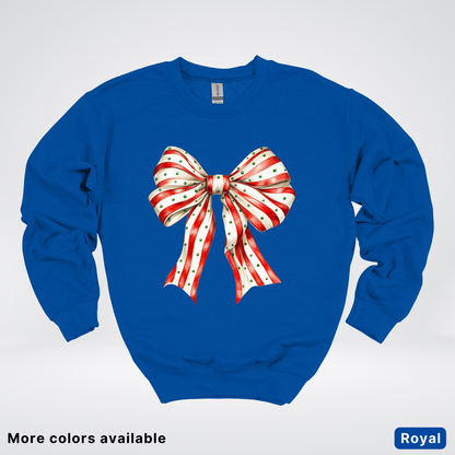 Peppermint Stripe Christmas Bow - Crewneck