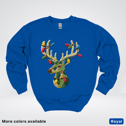 Festive Light-Up Reindeer Hook Yard Faux - Crewneck Sweatshirt