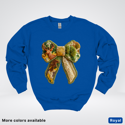 Forest Berry Bow Hook Yard Faux Look - Crewneck Sweatshirt