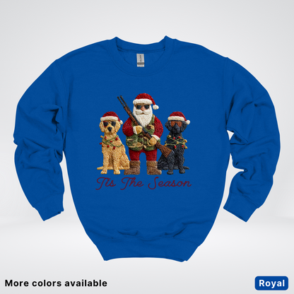 Tis The Season Hunting Santa Hook Yard Faux - Crewneck Sweatshirt