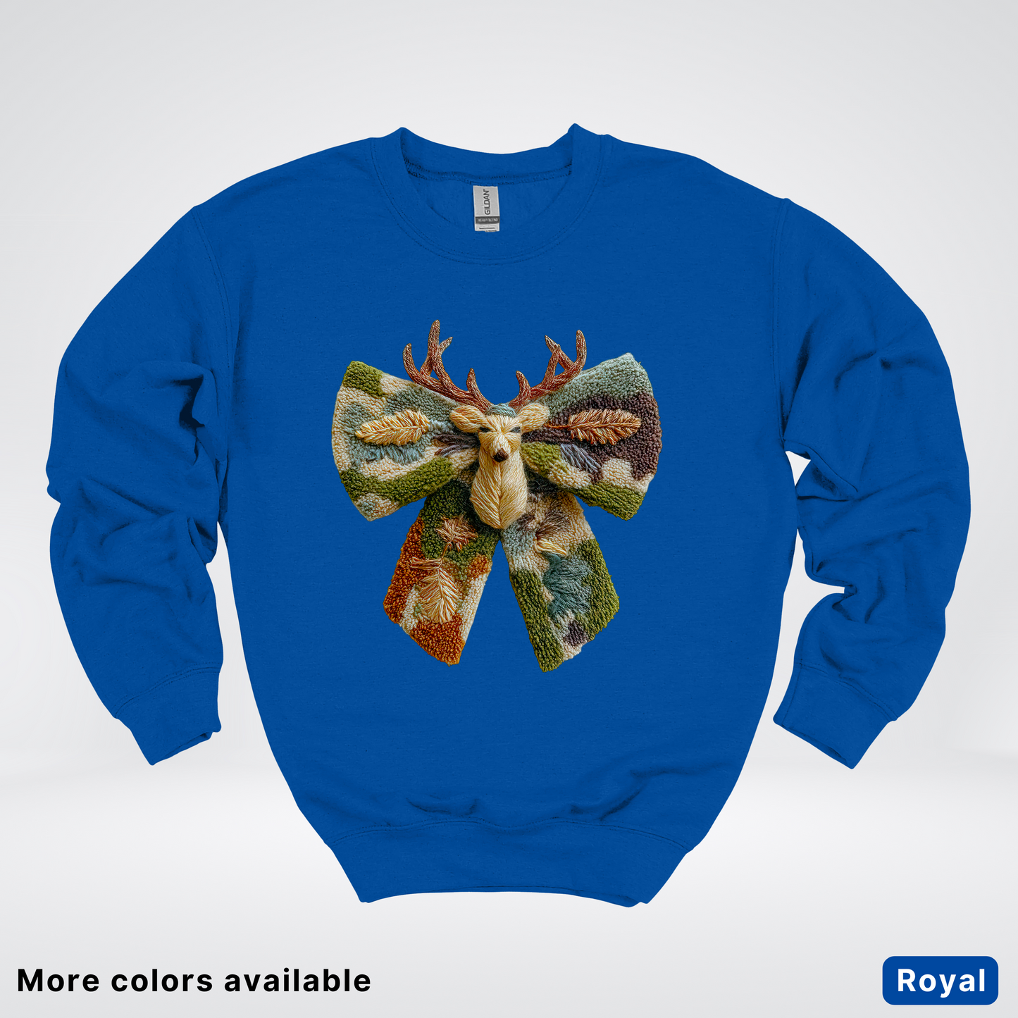 Neutral Woodland Bow Hook Yard Faux - Crewneck Sweatshirt