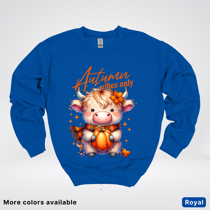 Autumn Fall Vibes Only Small Cow Calf Pumpkin - Crewneck Sweatshirt