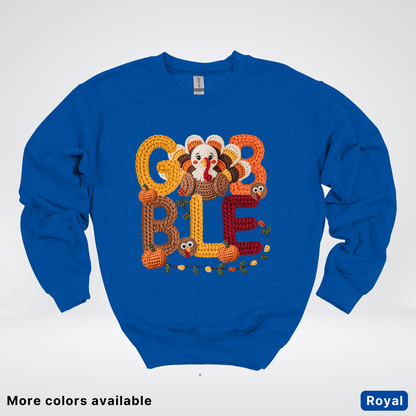 Turkey Gobble Pumpkin Fall Crochet - Crewneck Sweatshirts