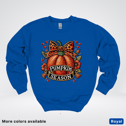 Pumpkin Season Leopard Print Bow Fall Autumn - Crewneck Sweatshirt