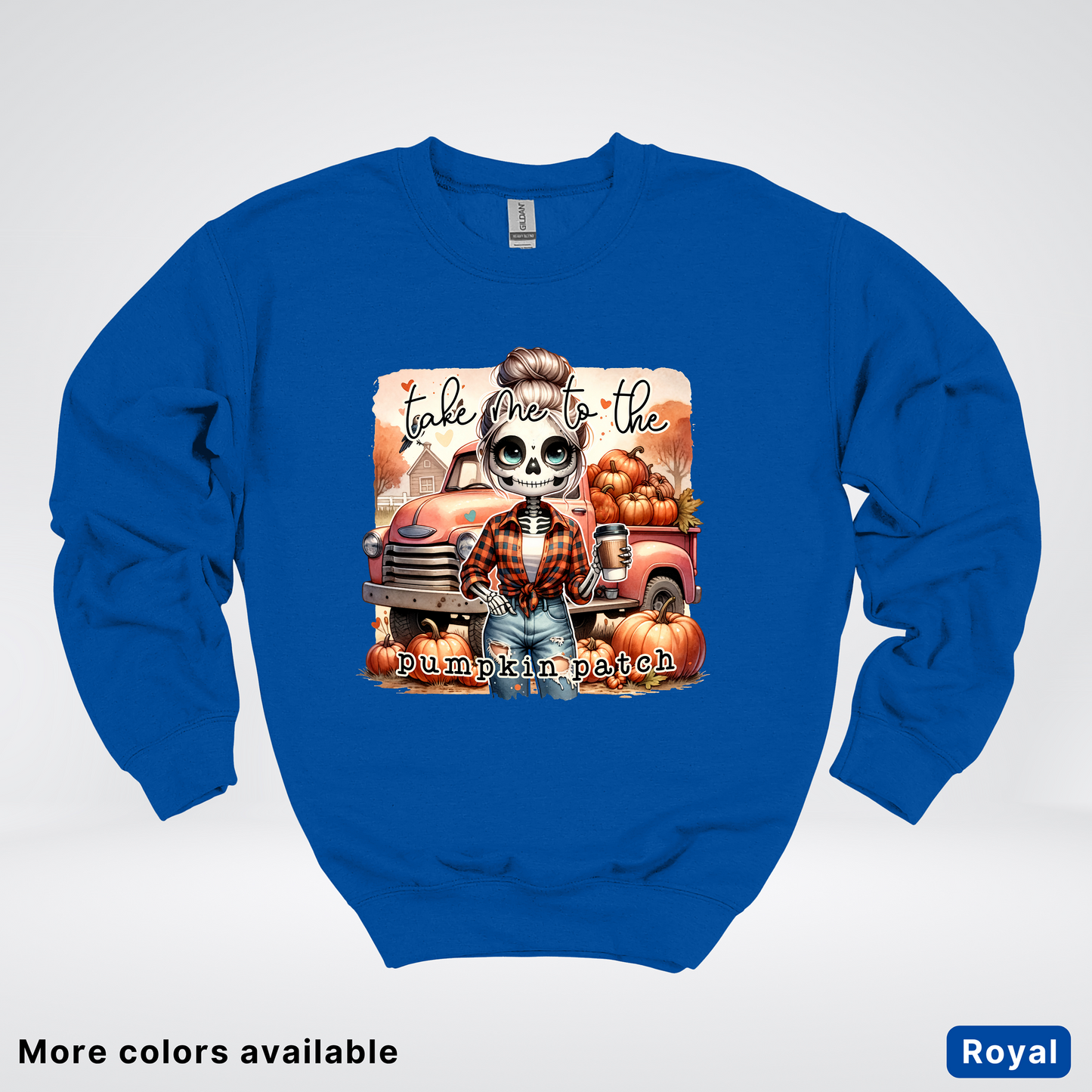 Take Me To The Pumpkin Patch Skeleton - Crewneck Sweatshirts