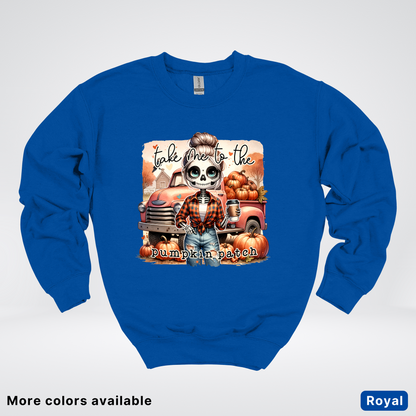 Take Me To The Pumpkin Patch Skeleton - Crewneck Sweatshirts