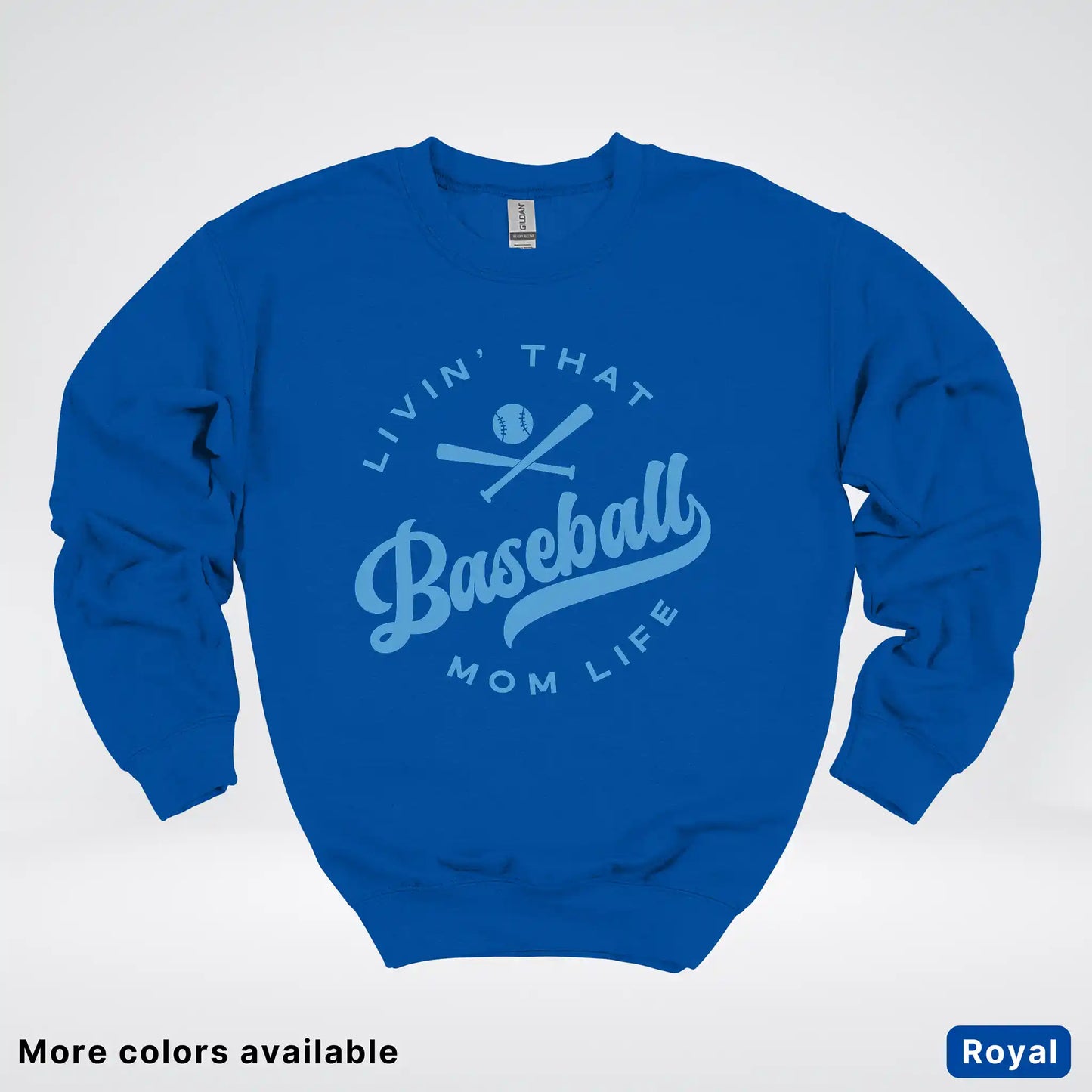 Livin' That Baseball Mom Life – Light Blue Design - Crewneck Sweatshirt