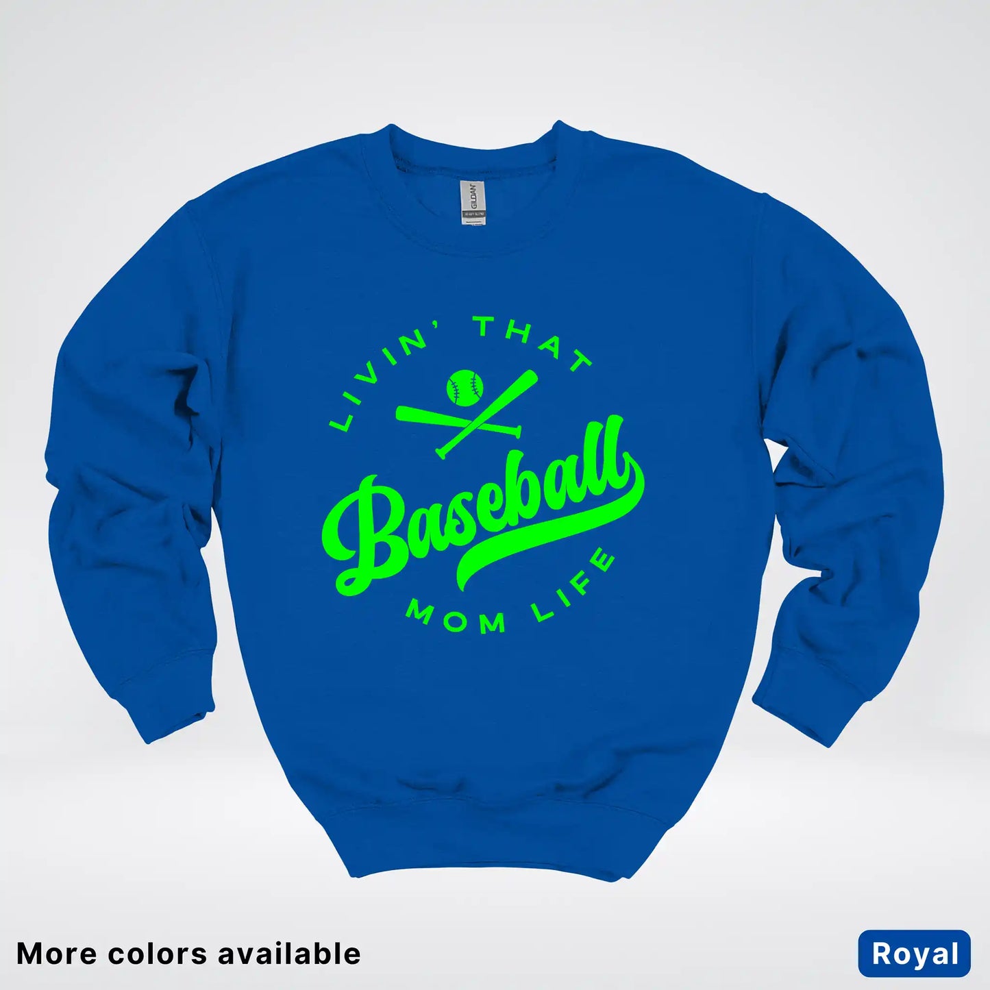 Livin' That Baseball Mom Life - Green Design - Crewneck Sweatshirt