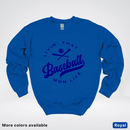 Livin' That Baseball Mom Life - Navy Design - Crewneck Sweatshirt