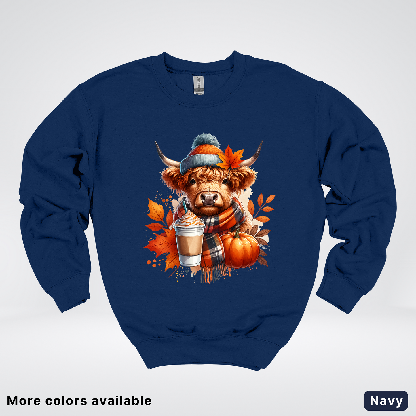 Fall Cow Cold Brew Coffee Pumpkin - Crewneck Sweatshirts