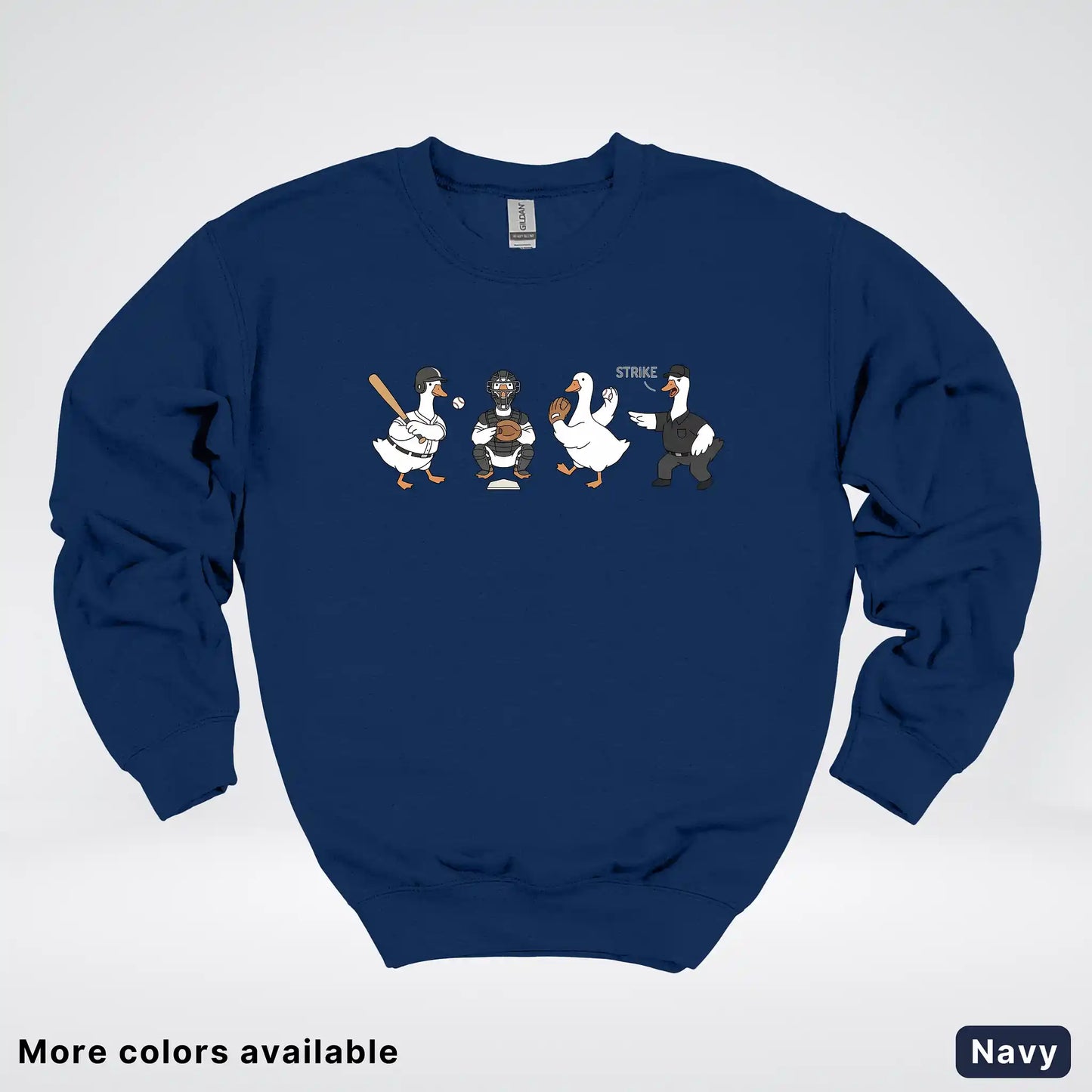 Baseball Goose Squad – Funny Baseball Goose Graphic Crewneck Sweatshirt