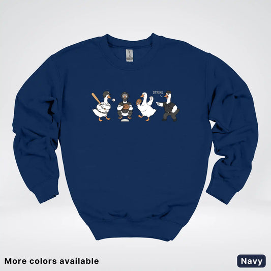 Baseball Goose Squad – Funny Baseball Goose Graphic Crewneck Sweatshirt
