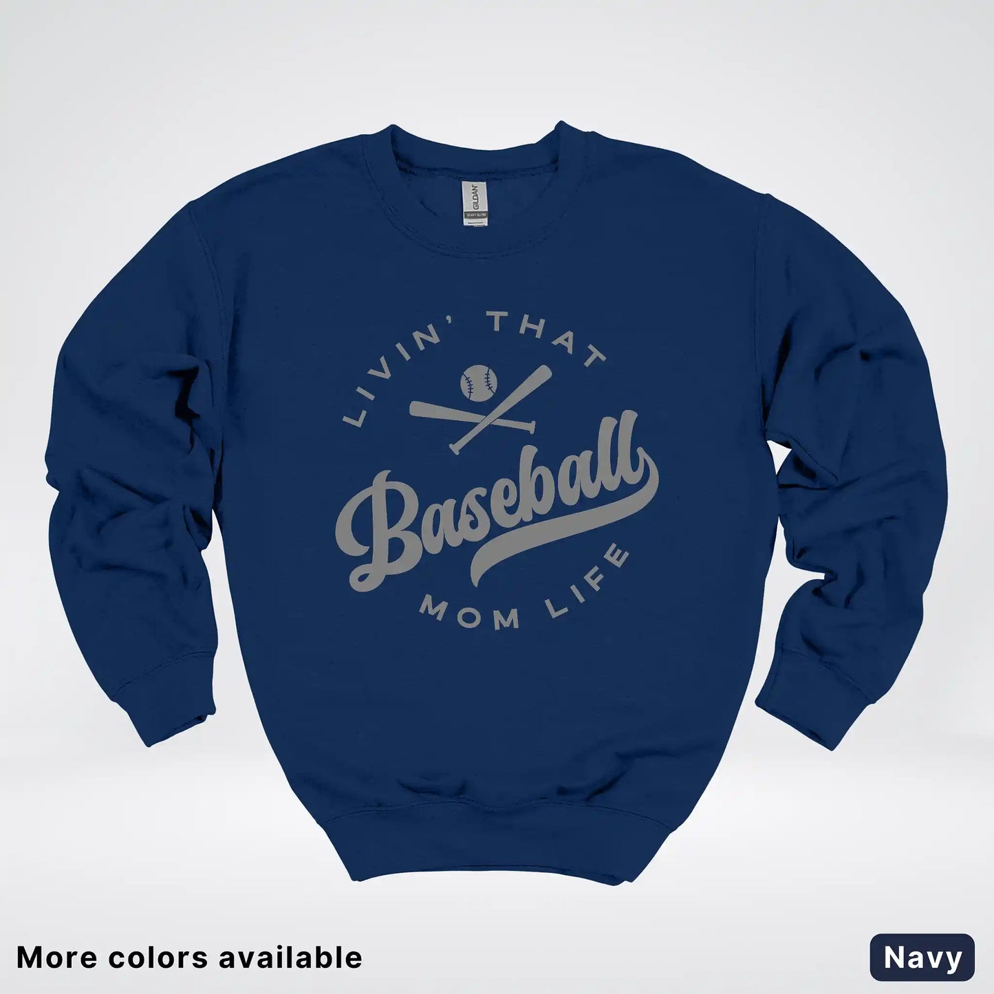 Livin' That Baseball Mom Life - Gray Design - Crewneck Sweatshirt