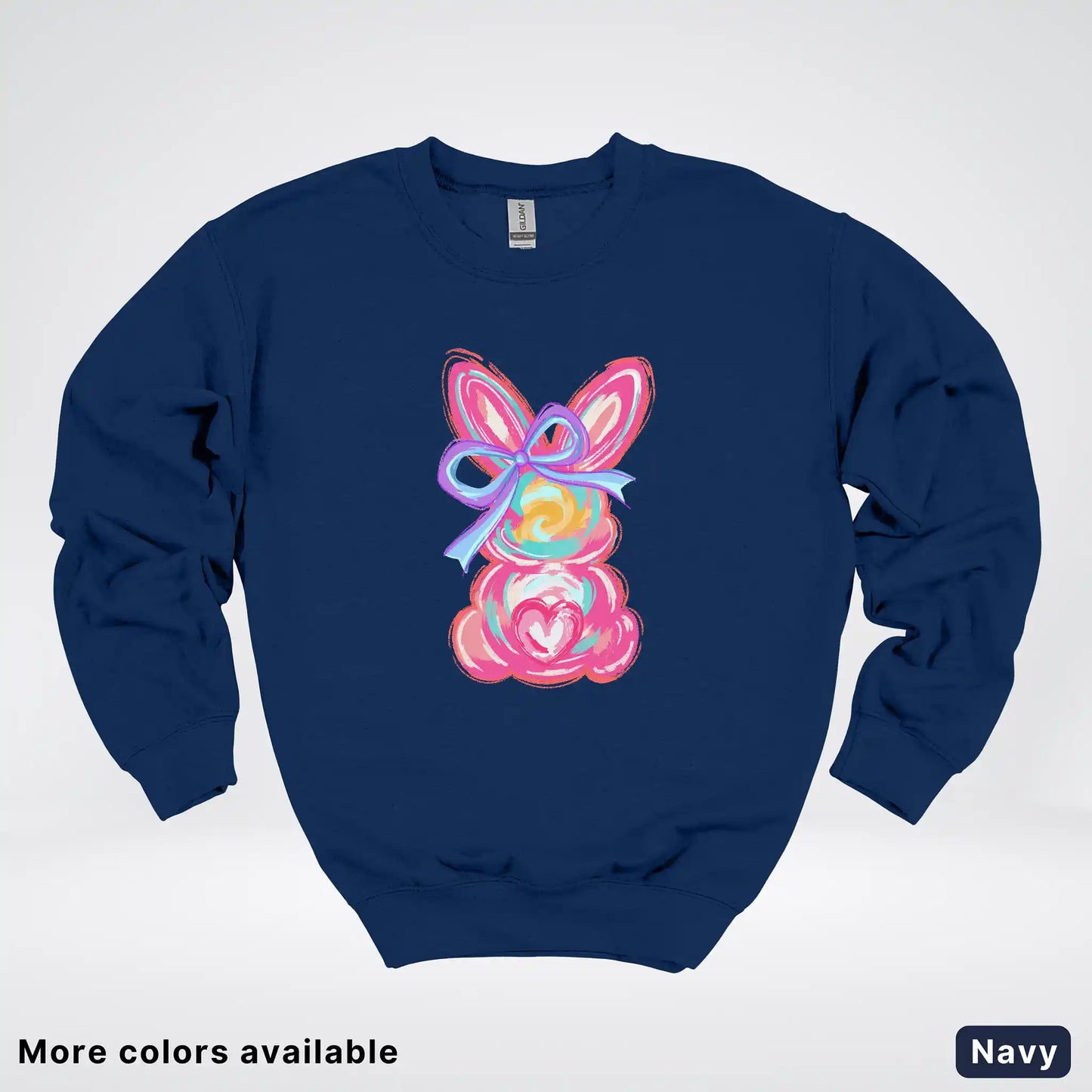 Coquette Easter Bunny – Pastel Bow Bunny Spring Graphic - Crewneck Sweatshirt